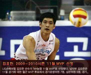 김요한, 11월 MVP 선정