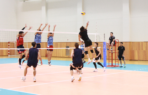 LIG배구단, 국가대표팀과 연습경기 가져