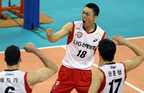 LIG 센터 하현용, 블로킹 500개 돌파…통산 5호